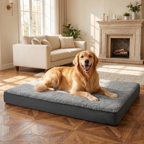 Waterproof Dog Bed for Crate, Chew Proof Orthopedic Crate Pad, Reversible Heavy Duty Oxford & Sherpa Egg Crate Foam Pet Mat for Indoor/Outdoor - size: X- Large (41*27*3.5)