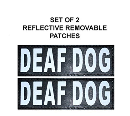 Doggie Stylz Set of 2 Reflective Deaf Dog Removable Patches with Hook Backing for Working Dog Harnesses & Vests. Durable and Interchangeable - Comes in 3 Sizes Small, Medium and Large - size: Medium 4" X 1.5"