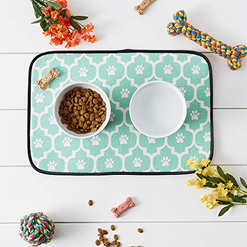 Bone Dry Machine Washable, Ultra Absorbent Pet Mat, 12x18, Aqua/Off-White Lattice - color: Aqua/Off-White Lattice, size: 12"L x 18"W