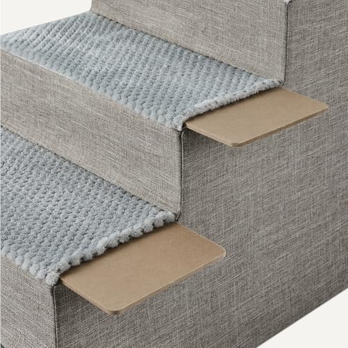 Amazon Basics Dog Steps, 18.7" H, 4-Step Pet Stairs for High Bed Couch and Sofa, Non-Slip Bottom, for Indoor Dogs and Cats, Grey - size: 4-Step