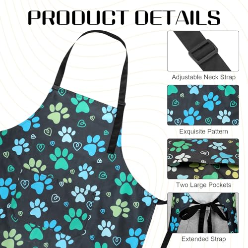 Dog Grooming Waterproof Apron with 2 Pockets, Cute Animals Puppy Dog Pets Apron - style: Green Dog Paw