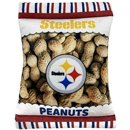 NFL Pittsburgh Steelers Crinkle FINE Plush Dog & CAT Squeak Toy - Cutest Stadium Peanuts Snack Plush Toy for Dogs & Cats with Inner Squeaker & Beautiful Baseball Team Name/Logo - color: Pittsburgh Steelers, style: STADIUM PEANUTS SNACK