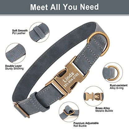 Personalized Dog Collars for Puppies, Custom Soft PU Leather Dog Collar with Engraved ID Name and Number, Adjustable & Durable Pet Collars with Quick Release Metal Buckle,XS(8-13") - color: Jade Blue-Engraving, size: X-Small: Fit 8-13" Neck