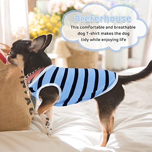 Pet Dog Striped T-Shirt Dogs Cats Cotton Vest Spring Summer Pet Apparel Tee Shirt Suitable for Small and Medium Large Pets French Bulldog Bichon - color: Blue-Vest, size: X-Small