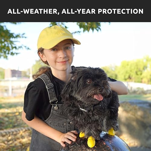 PawZ Rubber Dog Boots for Small Paws - All-Weather Waterproof Dog Shoes, Anti-Slip Traction for Rain, Snow, Mud & Hot Pavement - Pull-On Dog Booties, Black - XX-Small (1"-1.5") - Pack of 24 - size: XXS