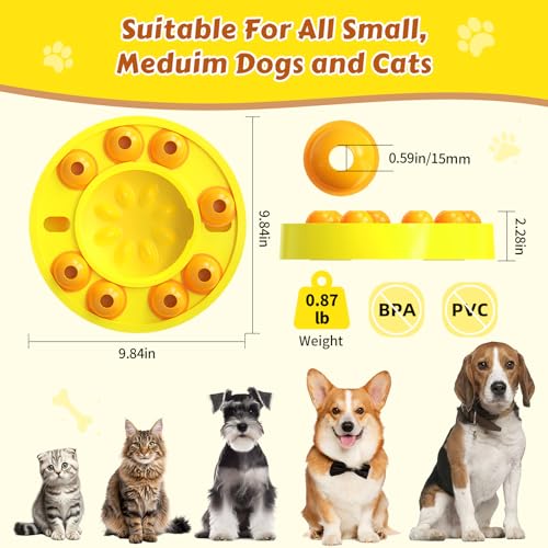 Dog Food Puzzle Toys Interactive Game Toy for IQ Training Enrichment Dog Food Puzzle Slow Feeder for Small, Medium Dogs and All Cats (Yellow Bowl) - color: Yellow Bowl