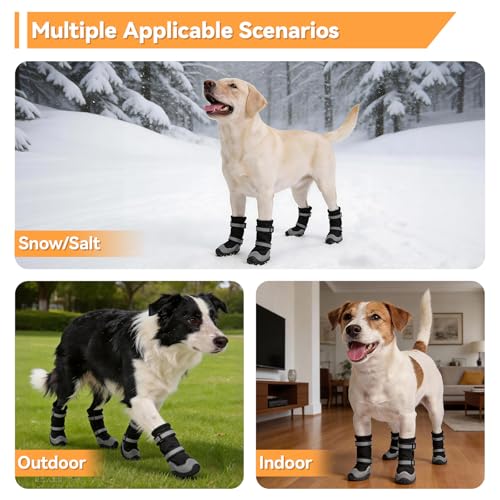 Dimicoo Dog Shoes,Waterproof Dog Boots for Winter,Anti-Slip Dog Snow Booties for Large Small Medium Dogs,Reflective Paw Protectors for Outdoor Walking Hiking - size: 3# (Insole Width 2″)for 27~38lbs