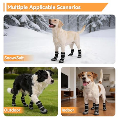 Dimicoo Dog Shoes,Waterproof Dog Boots for Winter,Anti-Slip Dog Snow Booties for Large Small Medium Dogs,Reflective Paw Protectors for Outdoor Walking Hiking - size: 4# (Insole Width 2.2″)for 33~44lbs