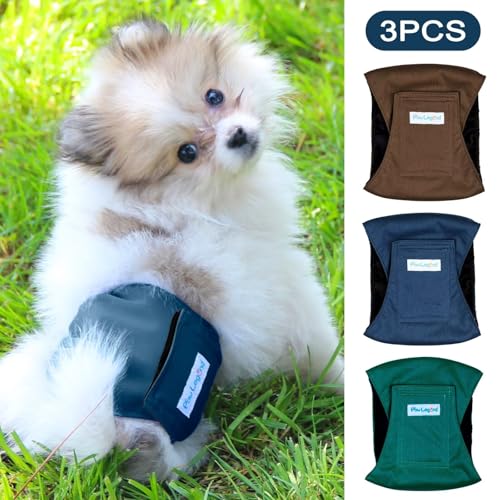 Paw Legend Washable Dogs Diapers Male Dog Belly Bands for Male Dogs Diapers Reusable Puppy & Doggie Diapers Male - color: Brown, Navy, Dark Green, size: X-Small