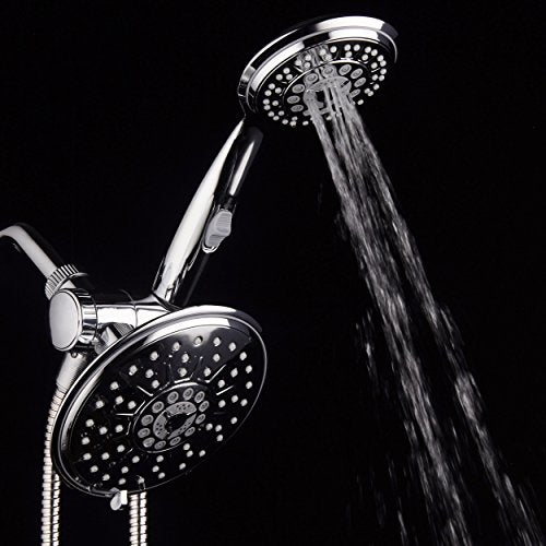 30-Setting Ultra-Luxury 6 inch Rainfall Shower Head & Handheld 3-way Combo with Water Saving Pause Switch and Stainless Steel Hose/Enjoy Separately or Together! Premium All Chrome Finish - color: Chrome Face