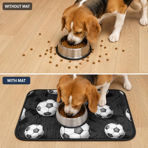 Pee Pads for Dogs,Black Footballs Washable Waterproof Dog Training Pad,Balls Sports Games Retro Charcoal Texture Non-Slip Pet Feeding Mat,Puppy Potty Pad,Dog Crate Pad for Dogs & Cats 24x18In - size: 24"L x 18"W