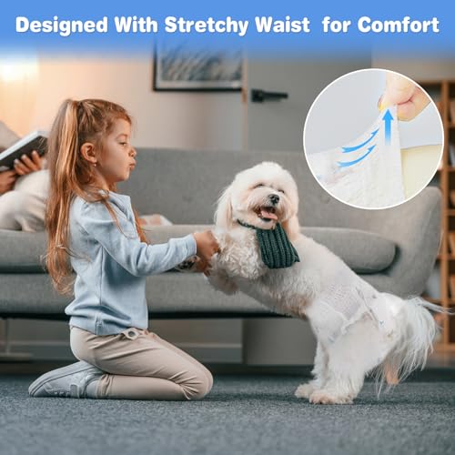 Ambreview Dog Diapers Female, Disposable Pull Up Dog Diapers, Doggie Diapers for Female Dogs, Ultra Absorbent & Anti-Side Leakage, Stretchy Diapers for Dogs in Heat/Elderly/Disabled(L,10 Count) - size: L(Waist 13.3"-21.2")