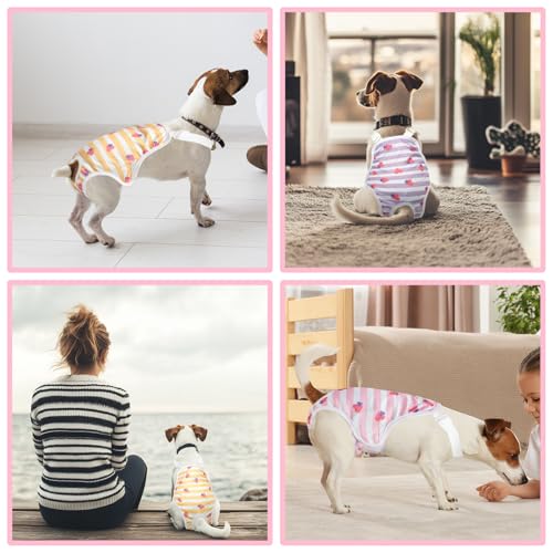 Jollywoods 3 Pack Washable Female Dog Diaper Onesie Sanitary Pantie with Adjustable Suspender, Reusable Fixed Doggie Diapers, Super Absorbent Leakproof for Small Medium Large Dog in Heat Cycle L - size: Large(13"-21" Waist)