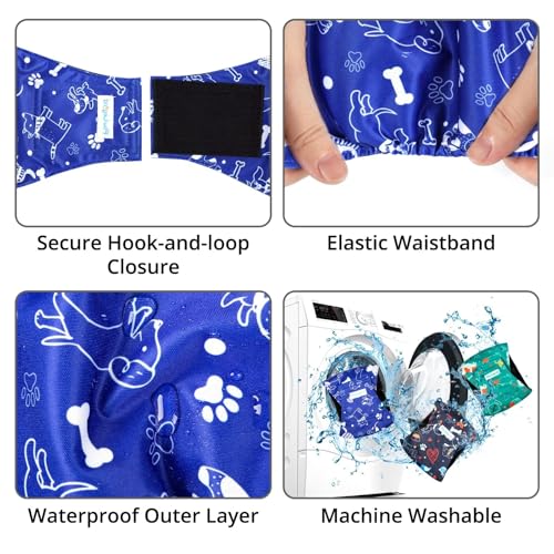 Paw Legend Washable Dogs Diapers Male Dog Belly Bands for Male Dogs Diapers Reusable Puppy & Doggie Diapers Male - color: Cute Dog, size: X-Small