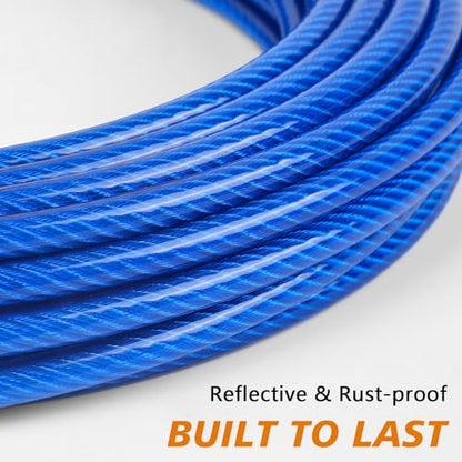 XiaZ Dog Tie Out Cable, Heavy Duty Dog Chains for Outside with Lockable Hook, Pet Runner Cable Leads for Yard, Dogs Line Tether for Small Medium Dogs Up to 60 LBS (10FT, Blue)