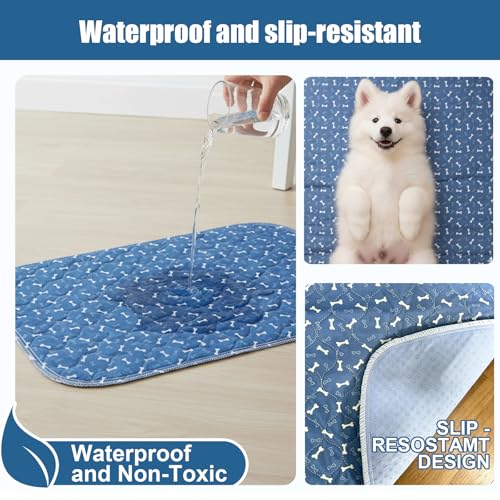Puppy Pee Pads with Pheromones,Forever Pad,Washable Pee Pads for Dogs,Reusable Dog Pee Pads,Waterproof Leakproof Training Pad, Non-Slip Base for Household Use(Gray,L:35.4*31.5in) - size: Large