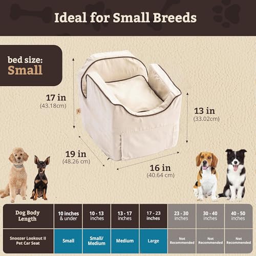 Luxury Lookout II Pet Car Seat in Microsuede Size: Small (up to 18 lbs), Fabric: Buckskin/Java - color: Buckskin with Java, size: Small