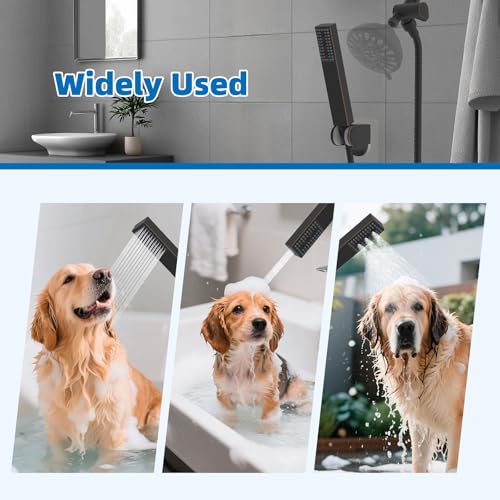 Hibbent All Metal Dog Sprayer Attachment Set, Stainless Steel Pet Shower Sprayer for Dog Washing and Bathing, 4 Sprays Handheld with Pause Mode, Brass Shower Diverter, 119" Hose, Oil-rubbed Bronze - color: Oil Rubbed Bronze