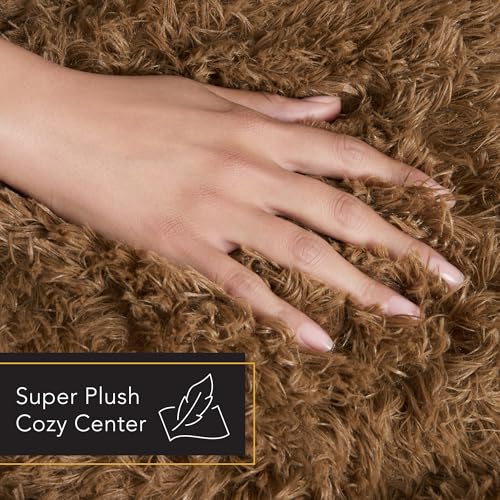 Town & Country Luxe CuddleTown Fuzzy Solid Donut Pet Bed, Soft, Cozy & Calming, Non-Slip Bottom, 100% Machine Washable, Brown, XS 19"x19"x7" Round - color: Brown, size: Extra Small 19"x19"x7" Round