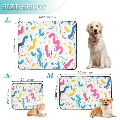 Qilmy Colorful Ribbons Pet Mat, Waterproof Reusable Dog Training Pad Anti-Slip Pet Creat Pad for Small Medium Large Dogs and Cats - size: Medium+Large