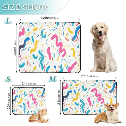Qilmy Colorful Ribbons Pet Mat, Waterproof Reusable Dog Training Pad Anti-Slip Pet Creat Pad for Small Medium Large Dogs and Cats - size: Smallx3