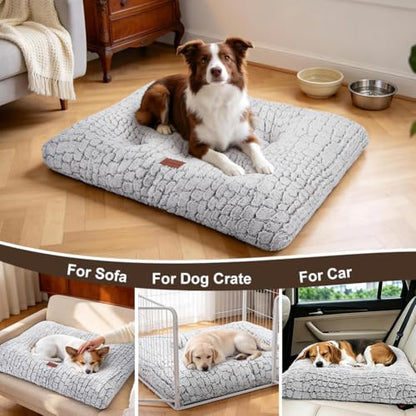 Dog Bed Crate Pad Plush Dog Crate Mat for Small Medium Large Dogs Soft Dog Bed Anti Slip Fulffy Comfy Kennel Pad - color: White, size: Medium 30"x20"