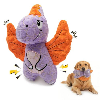 Bite Force - Durable & Strong Dog Toy Purple Dino with Squeaker, Kevlar-Reinforced for Aggressive chewers. - color: Regular - Dragon