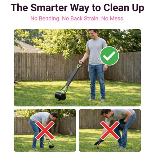 Dog Pooper Scooper for Yard – 32" Long Handle No-Bend Poop Picker with Waste Bags – Heavy Duty Foldable Scooper for Grass & Gravel | Keep Your Backyard Clean | Furfusion