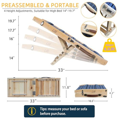 ZJSF Foldable Wooden Dog Ramp for High Bed, Dog Stairs for Small Dogs, High Traction Platform with 4 Adjustable Heights (14"-19.7"), 33" L, Supports up to 70 lbs - size: 33"L X 11.8"W