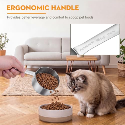 3/4 CUP Measuring Cup,Stainless Steel Measuring Cups for Cooking and Baking,Metal Pet Scooper for Dog Cat Bird Foods