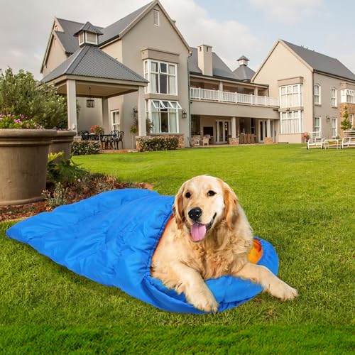 Lifeunion Dog Sleeping Bag with Storage Bag Waterproof Warm Packable Dog Bed for Travel Camping Hiking Backpacking (Blue) - color: Blue