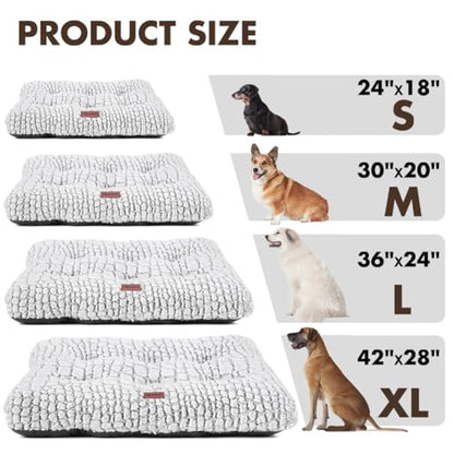 Dog Bed Crate Pad Plush Dog Crate Mat for Small Medium Large Dogs Soft Dog Bed Anti Slip Fulffy Comfy Kennel Pad - color: White, size: Medium 30"x20"