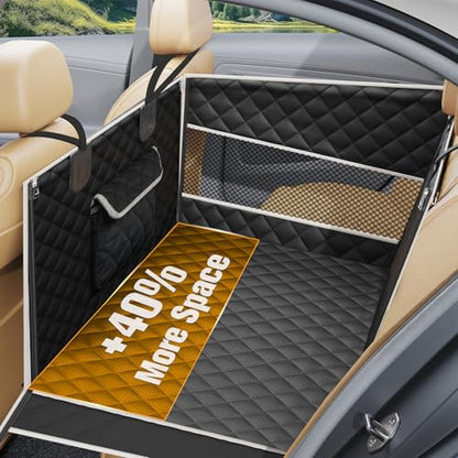 PETICON Dog Car Seat for Large/Medium Dogs, One-Piece Hard Bottom Back Seat Extender with 2 Mesh Windows, Waterproof Pet Carseat with Storage Pocket, Dog Hammock for Cars, SUVs and Trucks - size: XL