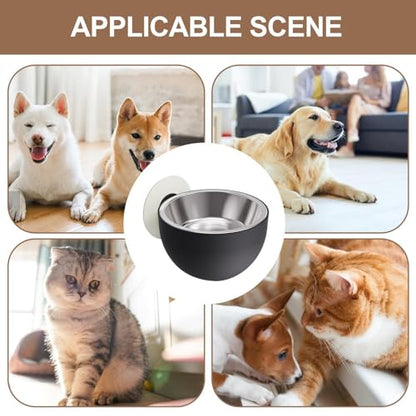 Elevated Cat Bowls - Elevated Pet Bowl Magnetic Dog Food Bowls, Cat Serve Ware | Black, White, Stainless Steel + PP Wall Mount Raised Puppy Food Bowl Dishwasher Safe for Pets Feeding - color: Black