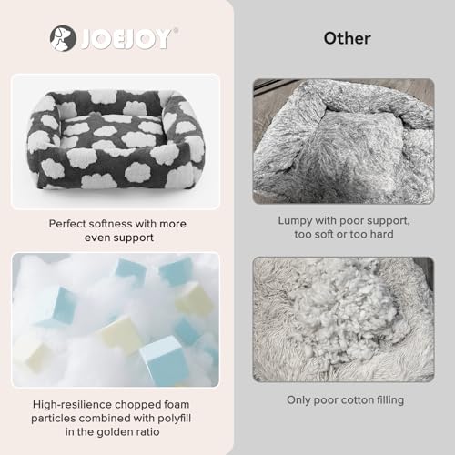 JOEJOY Large Dog Beds Large Sized Dog, Rectangle Washable Orthopedic Pet Bed with Removable Zipper Cover, Cute Soft Calming Puppy Pet Bed with Jacquard Shaggy Plush & Non Skid Bottom - color: Cozy Clouds Grey, size: L (36"x27"x8")