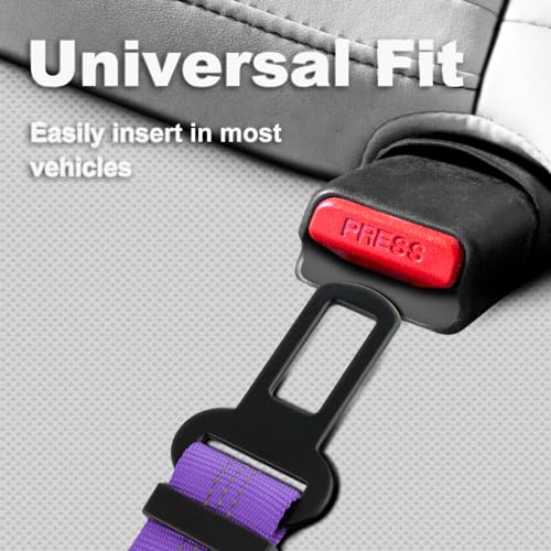 Plutus Pet Dog Seat Belt for Car, Adjustable Dog Car Harness with Carabiner Clip, Reflective Safety Dog Seatbelt Leash with Elastic Bungee, Purple - color: Purple
