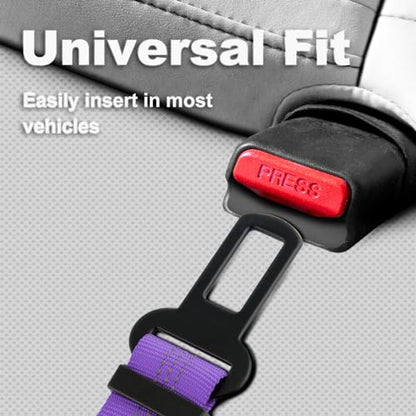 Plutus Pet Dog Seat Belt for Car, Adjustable Dog Car Harness with Carabiner Clip, Reflective Safety Dog Seatbelt Leash with Elastic Bungee, Purple - color: Purple