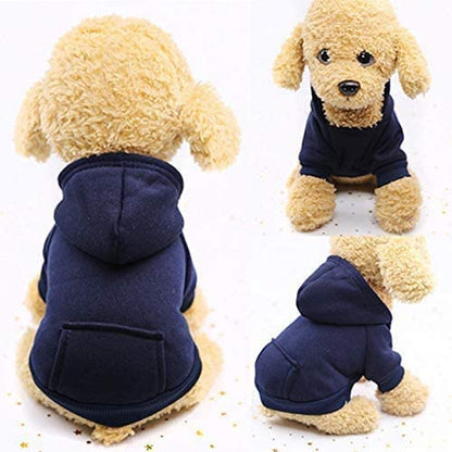 Idepet Pet Dog Hoodies Dog Clothes for Small Dogs Vest Chihuahua Clothes Warm Coat Jacket Autumn Puppy Outfits Cats Dogs Clothing(M, NavyBlue) - color: NavyBlue, size: Medium