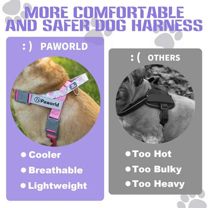 Service Dog Harness and Leash Set, No-Pull Service Dog Vest with 4 PCS Reflective Patches, Dog Vest Harness with Handle, Pet Harness for Small Medium Large Dogs in Training (Purple, S) - color: Purple (Leash + Harness + 4 Patches), size: Small (Chest: 19-
