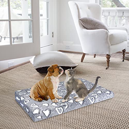 VANKEAN Reversible Dog Crate Mat, Stylish Bed with Waterproof Linings and Removable, Washable Cover, Firm Support Pad for Small to XX-Large Dogs, Grey - size: M(30 x 20 x 3")