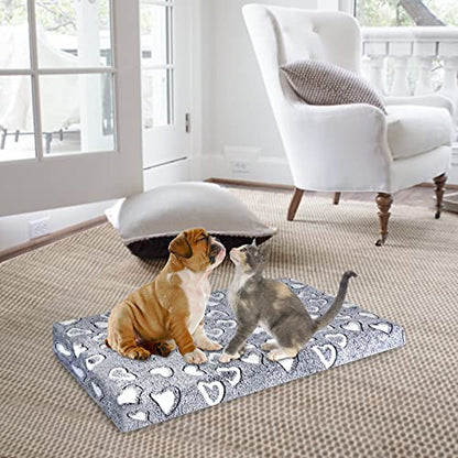 VANKEAN Reversible Dog Crate Mat, Stylish Bed with Waterproof Linings and Removable, Washable Cover, Firm Support Pad for Small to XX-Large Dogs, Grey - size: M(30 x 20 x 3")