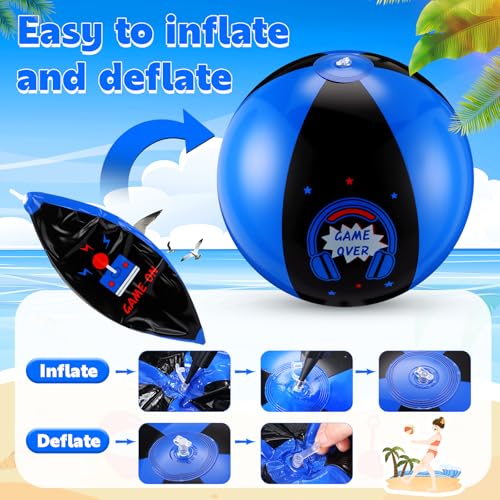 6 Pcs 12 Inch Inflatable Video Games Beach Balls for Kids Video Games Birthday Party Favor Decorations Pool Toy PVC Beach Ball - style: Video Game
