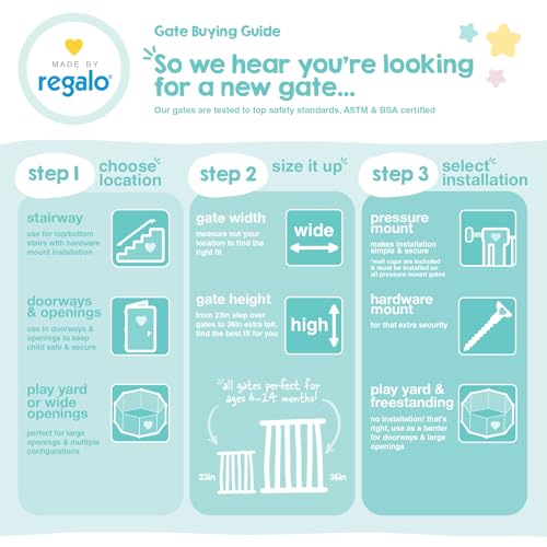Regalo White Extra Wide Metal Pet Gate, 2" L X 49" W X 30" H - color: White, size: 29-49"W x 30"H