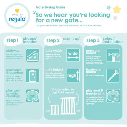 Regalo White Extra Wide Metal Pet Gate, 2" L X 49" W X 30" H - color: White, size: 29-49"W x 30"H