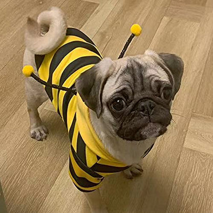Pet Bee Halloween Costume Dog Hoodies Cat Holiday Cosplay Warm Clothes Puppy Cute Hooded Coat Christmas Outfits for Cat and Small Dogs (Yellow, X-Small), XS - color: Yellow, size: X-Small