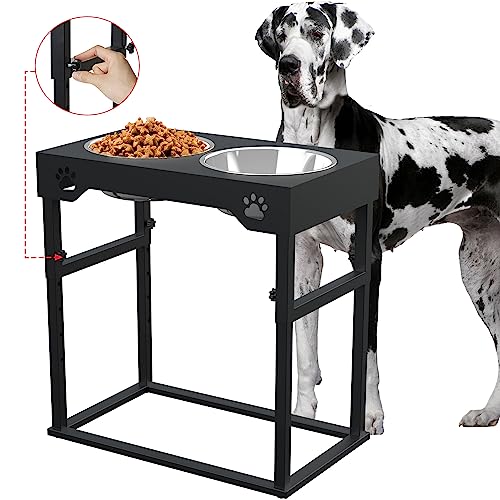 Elevated Dog Bowls, Adjustable Stainless Steel Bowls for Large, X/XL, Medium, Small Sized Dogs, Nonslip, 2 in 1