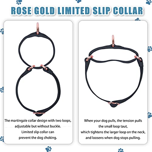 Soft Leather Martingale Dog Collar - Adjustable Rose Gold Limited Slip Collars [Easy to Clean], Stylish Durable Heavy Duty Nylon No Pull Training Collar for Small Medium Large Dogs XS Black - color: Black, size: XS (Neck 8"-11", Width 3/5")