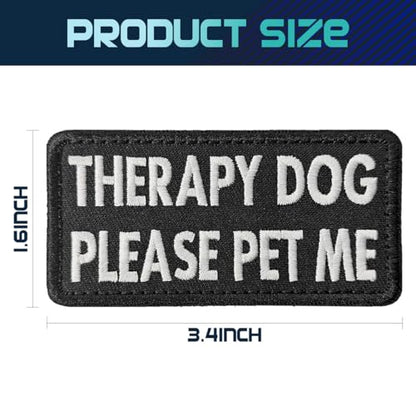2 Pieces Therapy Dog Please Pet Me Dog Patches, Service Dog Patches with Hook Backing for Service Animal Vests, Harnesses - color: Therapy Dog Please Pet Me