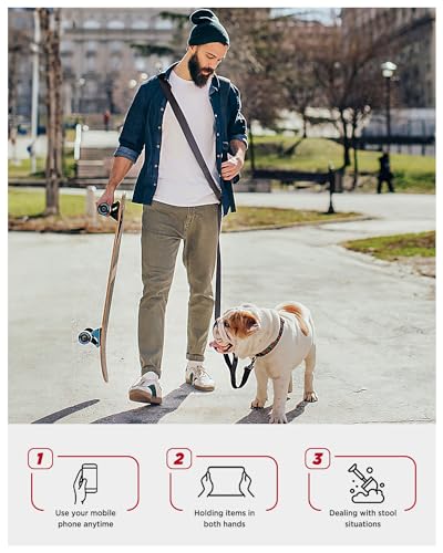 Hands Free Dog Leash, 5.9-8.2ft Multifunctional Crossbody Rope with Explosion-Proof Handle and Adjustable Training Hands Free Leash for Medium Dog Walking Jogging and Running - color: Black