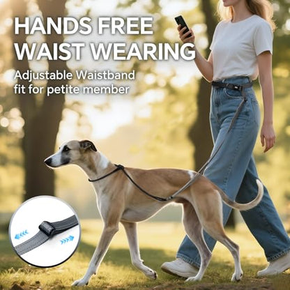 QQPETS Adjustable Slip Lead Dog Leash, Hands Free Waist Leash for Dog Walking, Reflective Training Lead with 360° Swivel Anti-Tangle, 4-7 ft Length for All Breeds - color: Grey Gradient